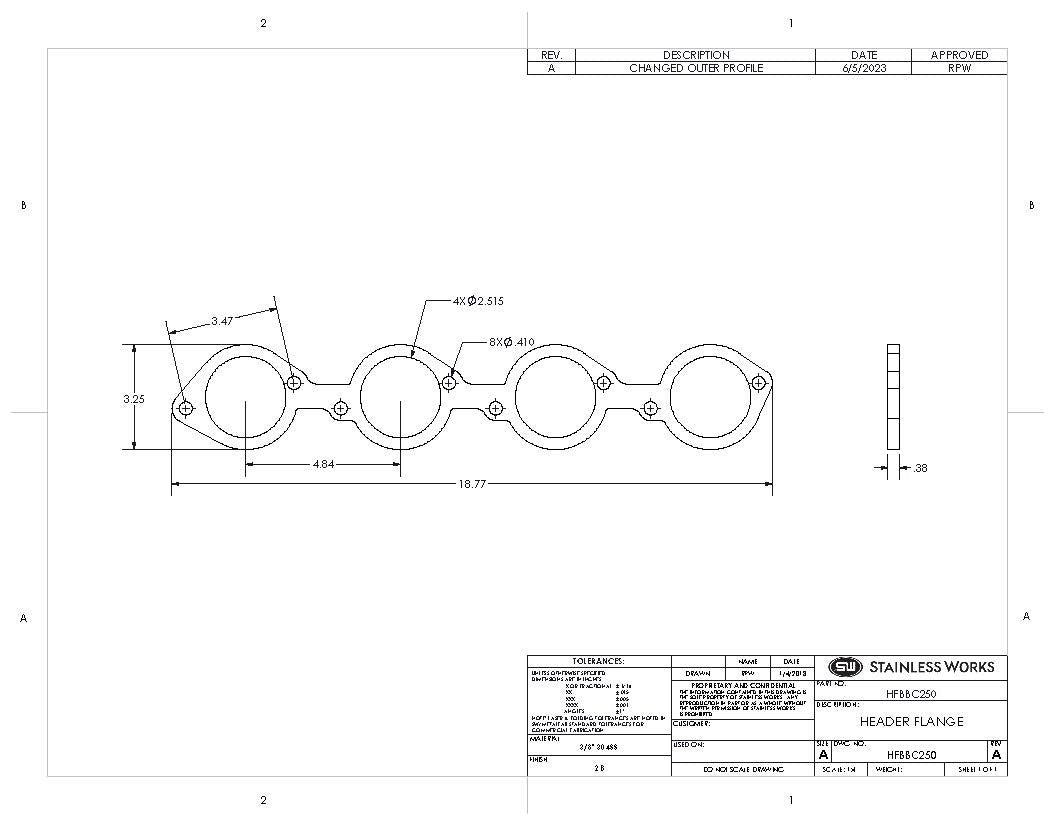 Stainless Works - Chevrolet BBC Header Flange - HFBBC225