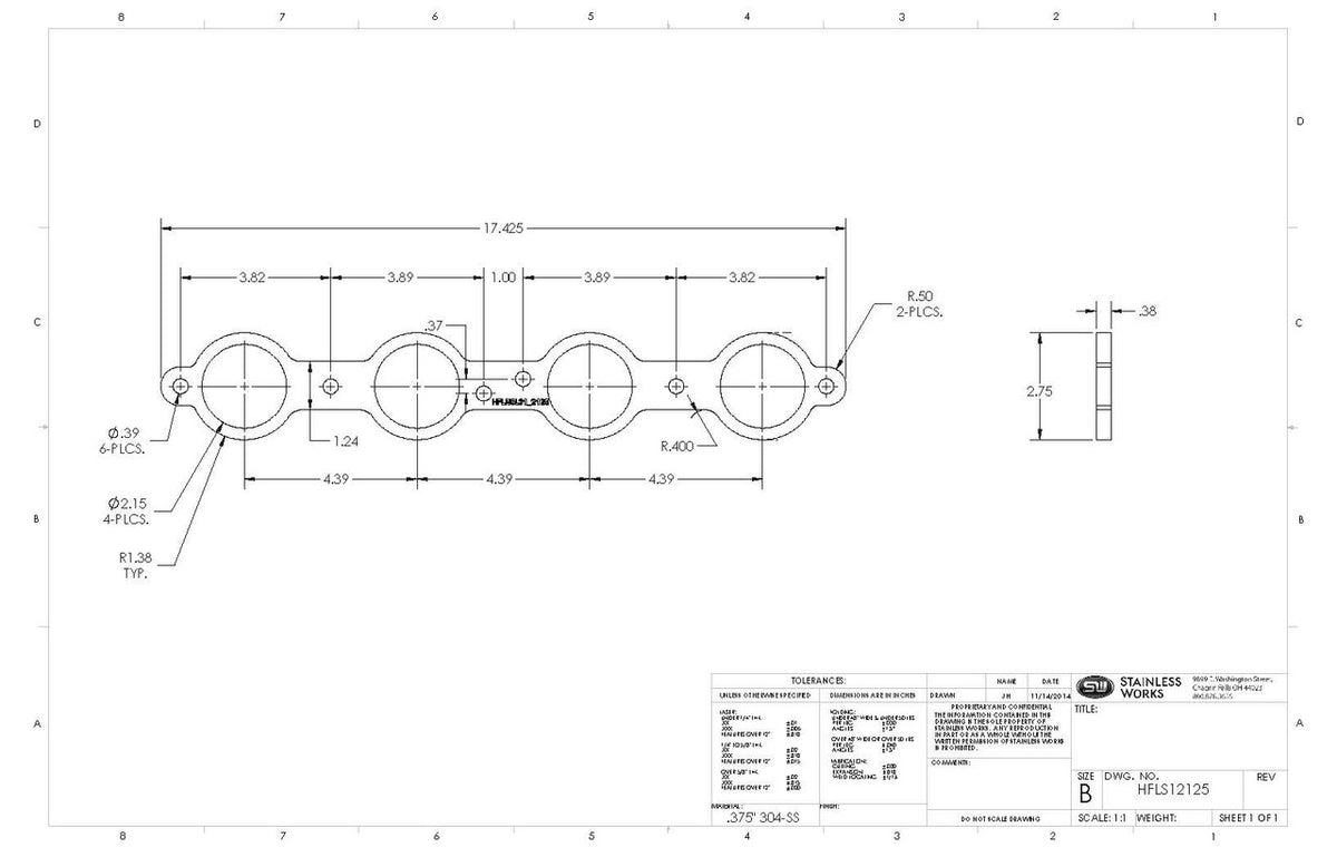 Stainless Works - Chevrolet LS Header Flange - HFLS1200