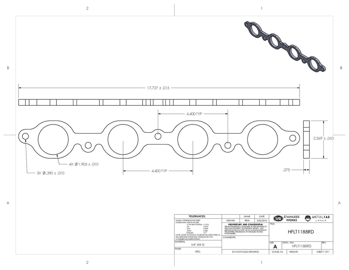 Stainless Works - Chevrolet LT Header Flange - HFLT1_188