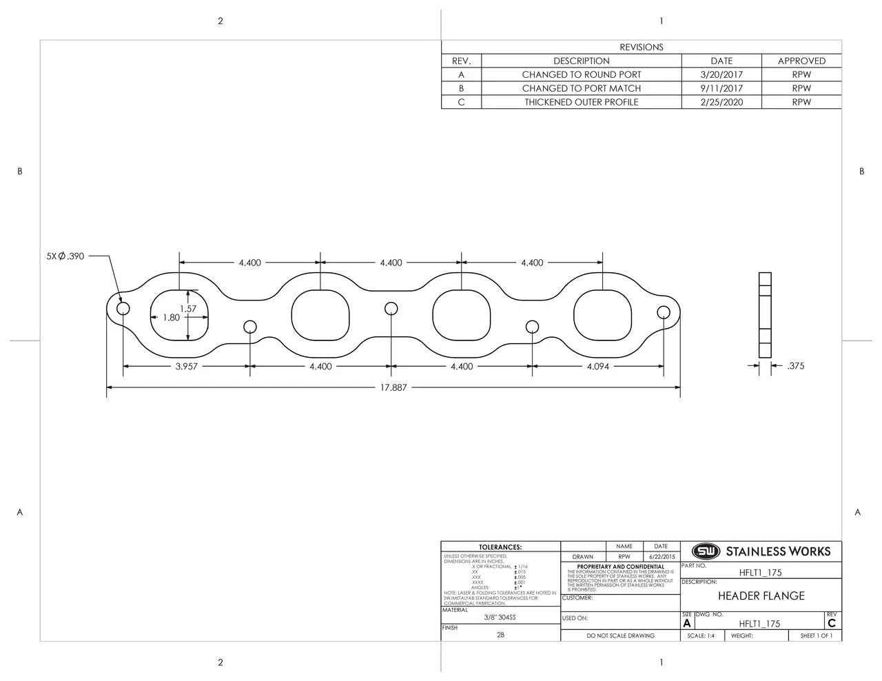 Stainless Works - Chevrolet LT Header Flange - HFLT1_188