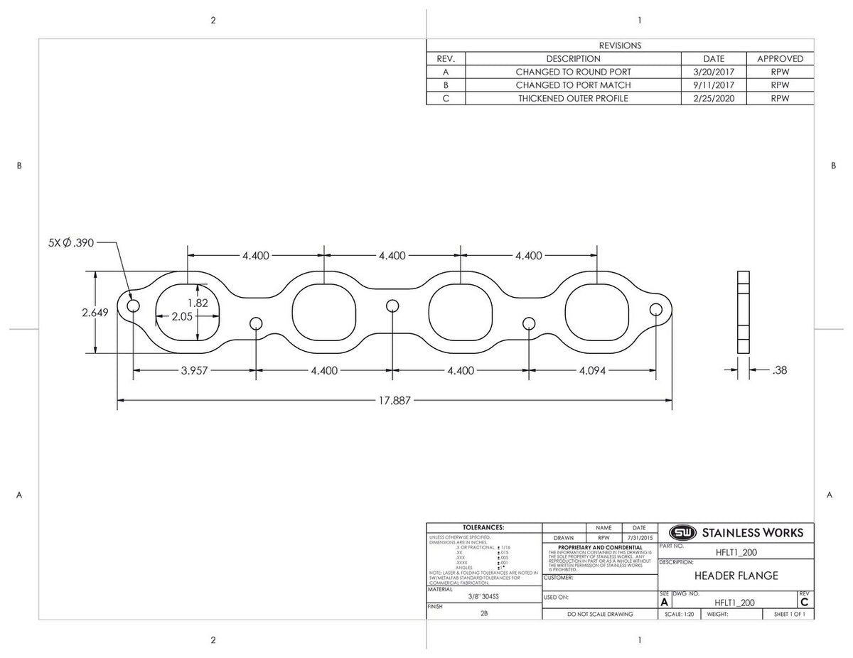 Stainless Works - Chevrolet LT Header Flange - HFLT1_200