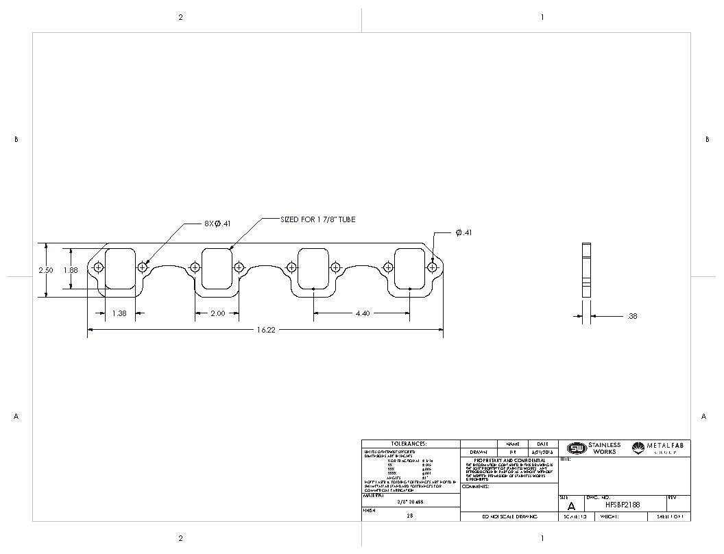 Stainless Works - Ford SBF 2 Inch Bolt Pattern 1.88 Header Flange - HFSBF2188