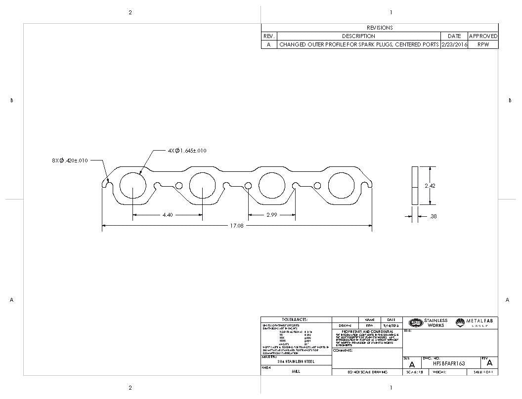 Stainless Works - Ford SBF 3 Inch Bolt Pattern Header Flange - HFSBFAFR200