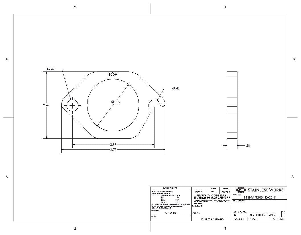 Stainless Works - Ford SBF 3 Inch Bolt Pattern Header Flange - HFSBFAFR188