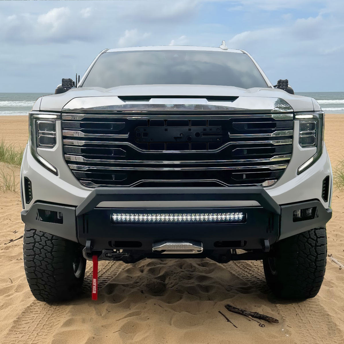 Spec-D Tuning - 2022-2025 GMC Sierra 1500 Chrome AT4 Style Mesh Front Upper Hood Grille - HG-GMC2215AT4C-JB