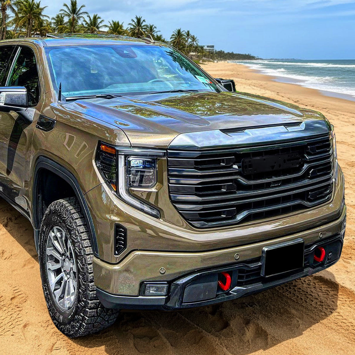 Spec-D Tuning - 2022-2025 GMC Sierra 1500 Chrome AT4 Style Mesh Front Upper Hood Grille - HG-GMC2215AT4C-JB