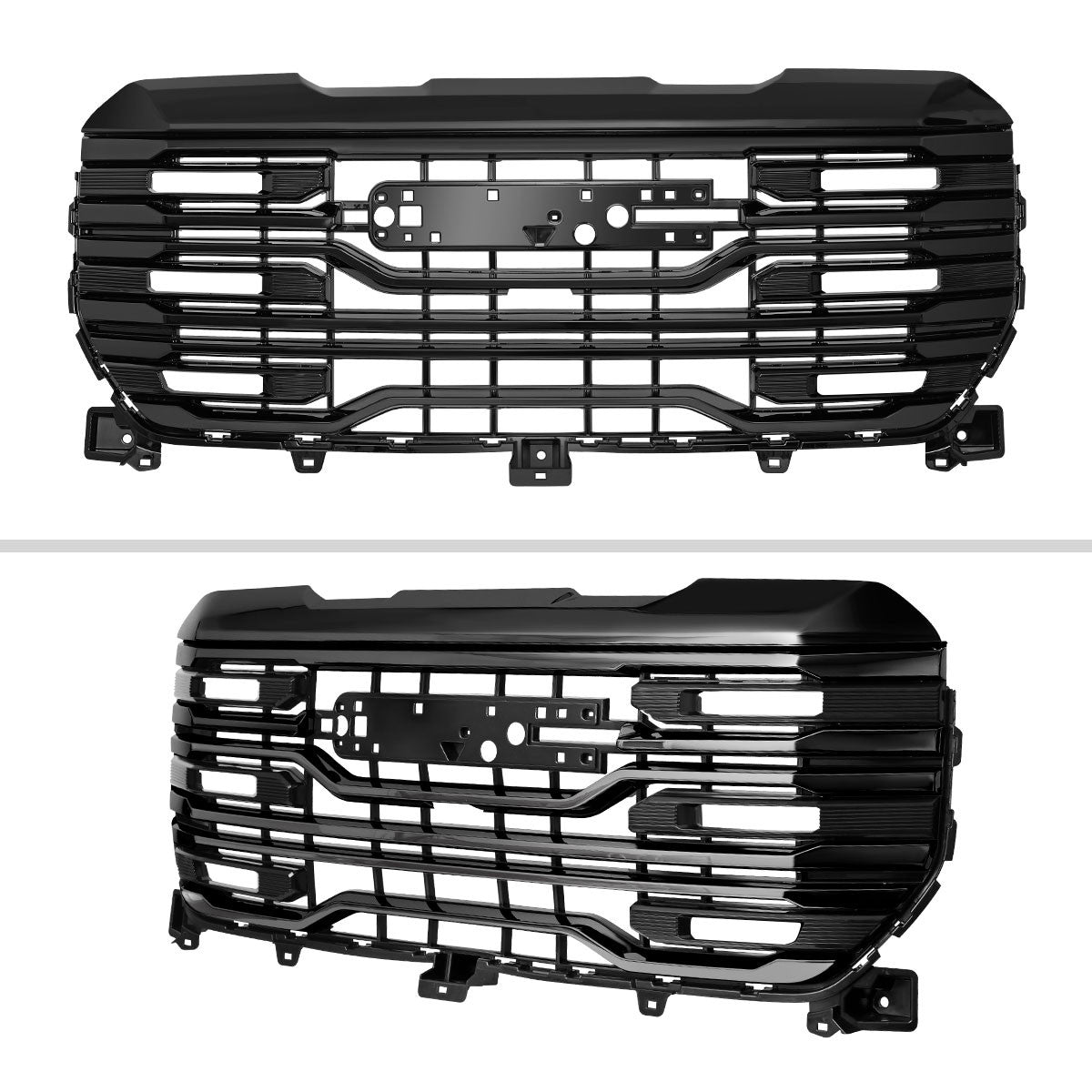 Spec-D Tuning - 2022-2025 GMC Sierra 1500 Glossy Black AT4 Style Mesh Front Upper Hood Grille - HG-GMC2215AT4JM-JB