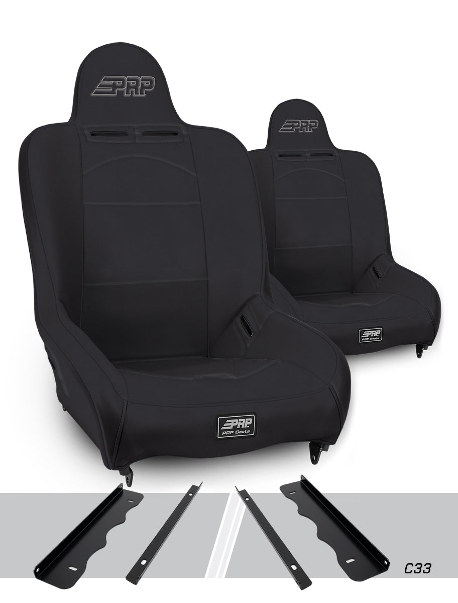 PRP 95-01 Jeep Cherokee XJPremier High Back Suspension Seats Kit (Pair) - Black - A100110-C33-50 - angle view