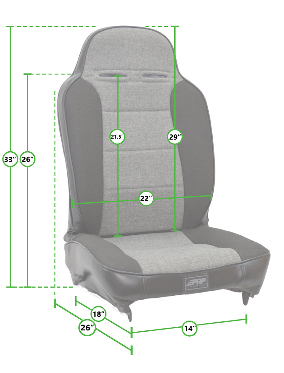 PRP Jeep Wrangler CJ7/YJ Enduro High Back Reclining Suspension Seats Kit (Pair) Black - A130110-C32-50 - close-up view
