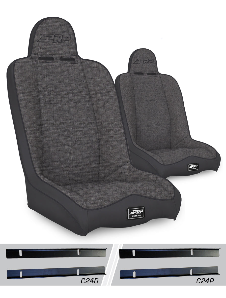 PRP Daily Driver High Back Suspension Seats Kit for 03-06 Jeep Wrangler TJ (Pair) - Gray - A140110-C24-54 - front view