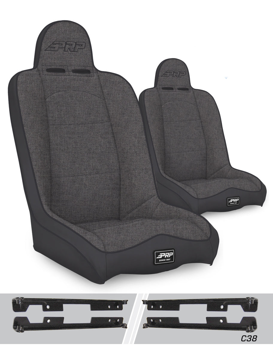 PRP Jeep Wrangler JK/JKU Daily Driver High Back Suspension Seats Kit (Pair) - Gray - A140110-C38-54 - front view