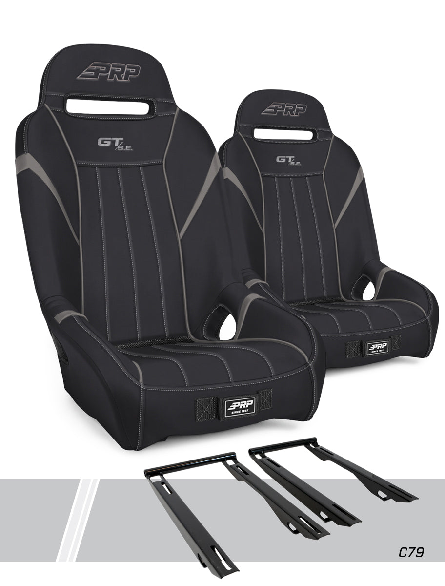 PRP Polaris RZR PRO XP, PRO R, Turbo R GT/S.E. Suspension Seats Kit (Pair) - Black & Gray - A5701-PORXP-C79-203 - front view