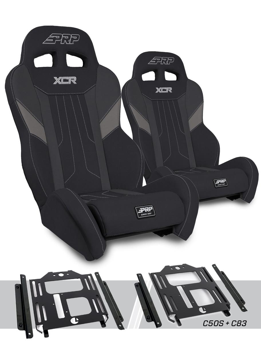 PRP Polaris RZR 570 XCR Suspension Seats Kit (Pair) - Black & Gray - A8001-PORXP-C50S-203 - front view
