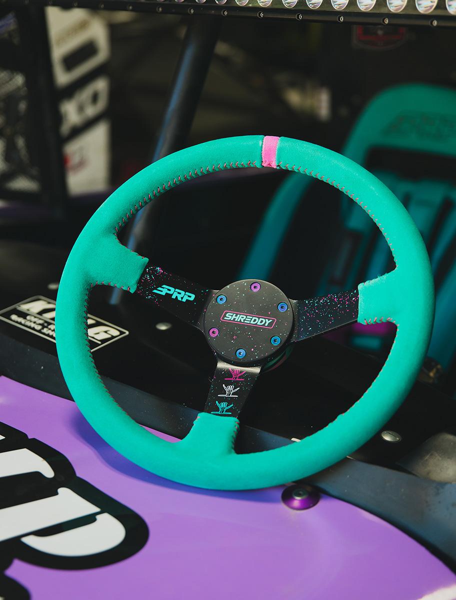 PRP Comp R Leather Steering Wheel - Red - G243 - close-up view