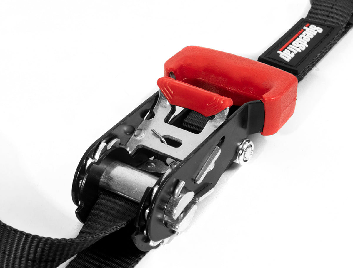 SpeedStrap 1In x 15Ft Ratchet Tie Down w/ Snap FtSFt Hooks w/ Soft Tie (2 Pack) - Black - 11801-2