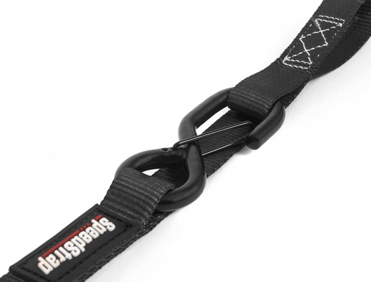 SpeedStrap 1In x 15Ft Ratchet Tie Down w/ Snap FtSFt Hooks w/ Soft Tie (2 Pack) - Black - 11801-2