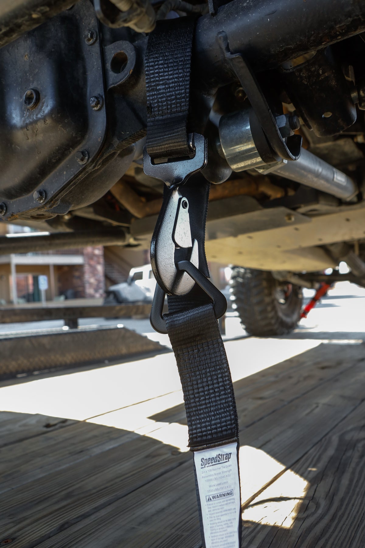 SpeedStrap 2In x 10Ft Ratchet Tie Down w/ Twisted Snap Hooks & Axle Strap Combo - Black - 27011