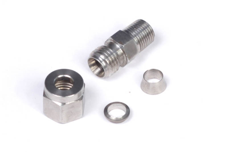 Haltech - Haltech 1/4in Stainless Compression 1/8in NPT Thread Fitting Kit w/Nut & Ferrule - HT-010813