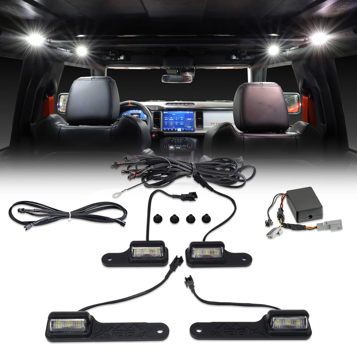 IAG 4PC Interior LED Dome Light Kit V2 with Harness For 2021+ Ford Bronco - IAG-ACC-F1060