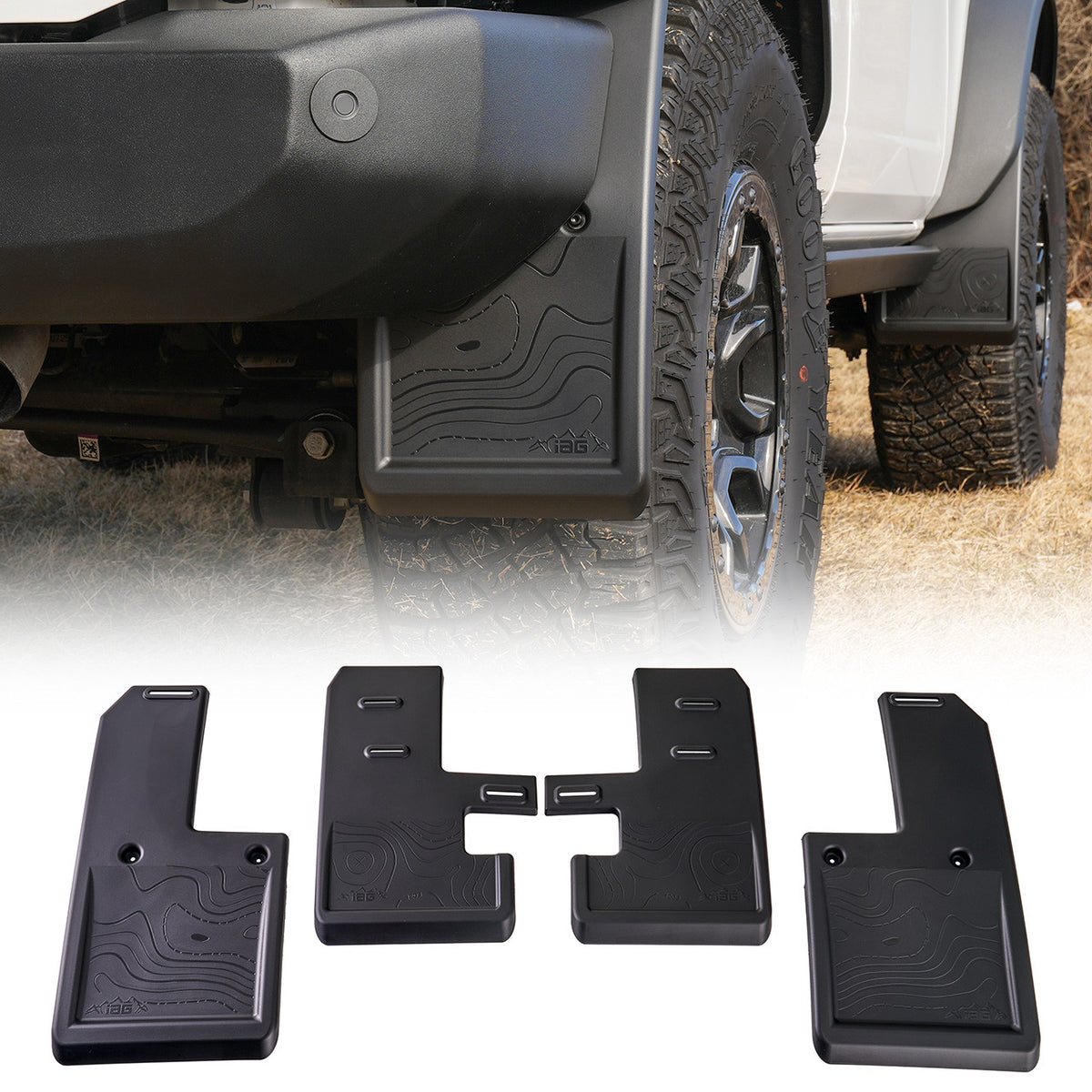 IAG Trail Shield Adjustable Mud Flaps Front &amp; Rear Set For 2021+ Ford Bronco - IAG-BDY-F1301