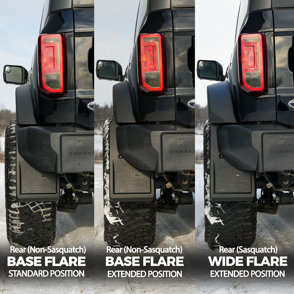 IAG Trail Shield Adjustable Mud Flaps Front &amp; Rear Set For 2021+ Ford Bronco - IAG-BDY-F1301