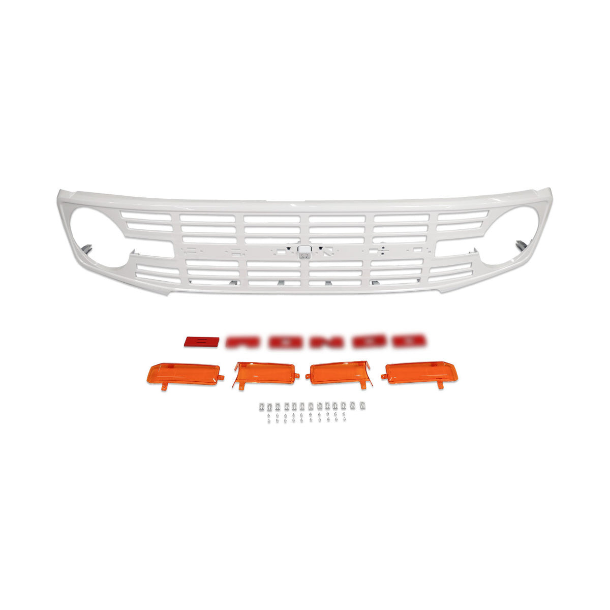 IAG I-Line Vintage Grille Gloss White with Red Lettering 2021+ Ford Bronco - IAG-BDY-F3140