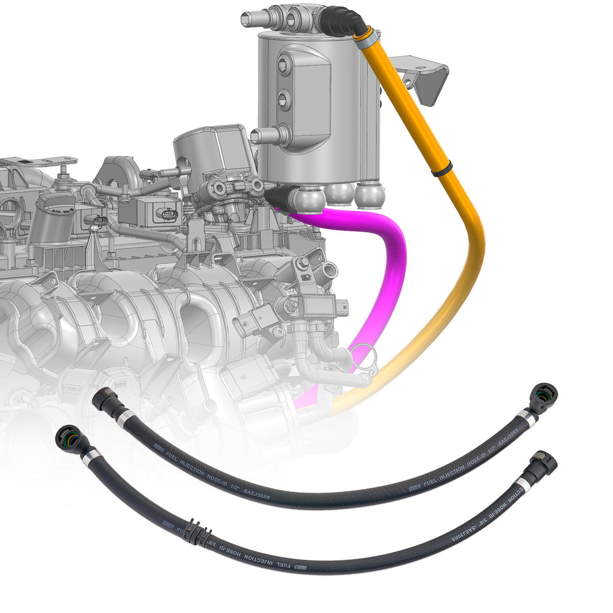 IAG 2.3L AOS Hoses For Early 2021 Ford Bronco - IAG-HSE-F7902