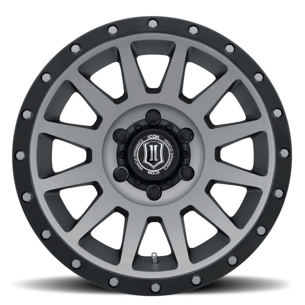 ICON Compression 18x9 5x5 -12mm Offset 4.5in BS Titanium Wheel - 2018907345TT