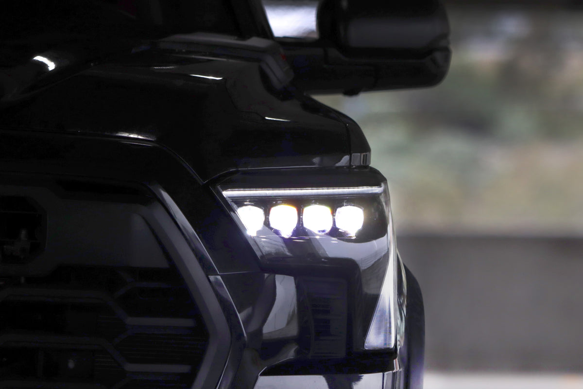 AlphaRex 22+ Toyota Tundra NOVA-Series Headlights Alpha-Blk w/White DRL - Req 810029 OR 810030 - 880861