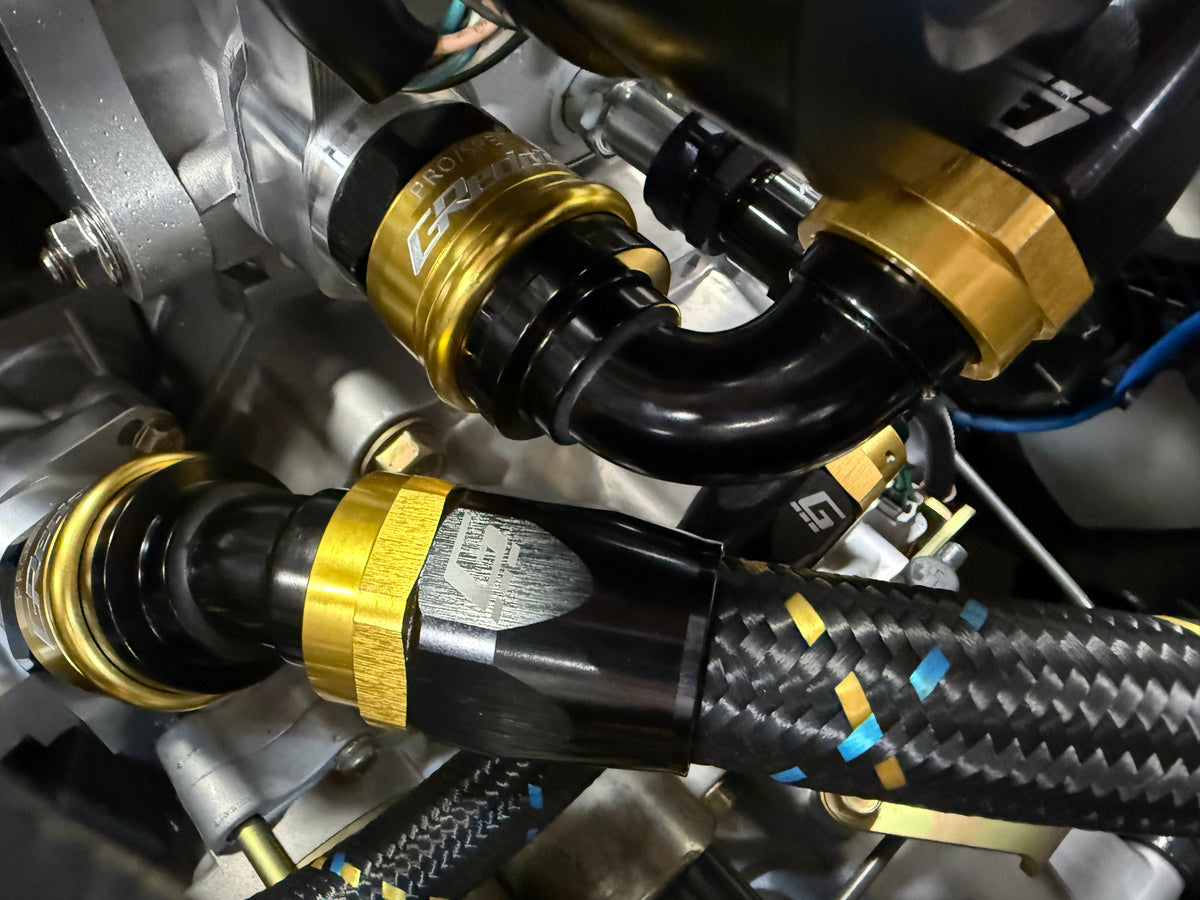 GReddy - GReddy -16 Nylon Braided Hose (per/ft) - Black / Gold / Blue - 12851600