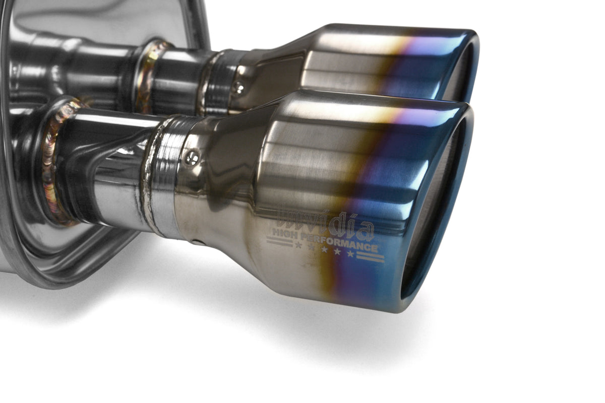 Invidia 15+ Subaru WRX/STI 4Dr Q300 Twin Outlet Rolled Titanium Burnt Quad Tip Cat-Back Exhaust - HS15STIG3T