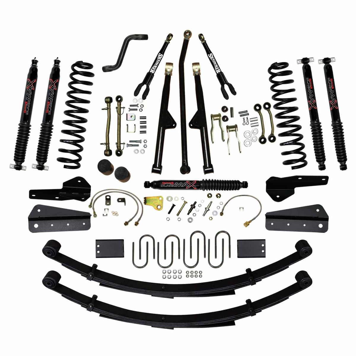 Skyjacker 84-01 XJ 6in RR2 FR DRate Long Travel Suspension Lift Kit w/RR Leaf Springs/Blk Max Shocks - JC6258KSBLT