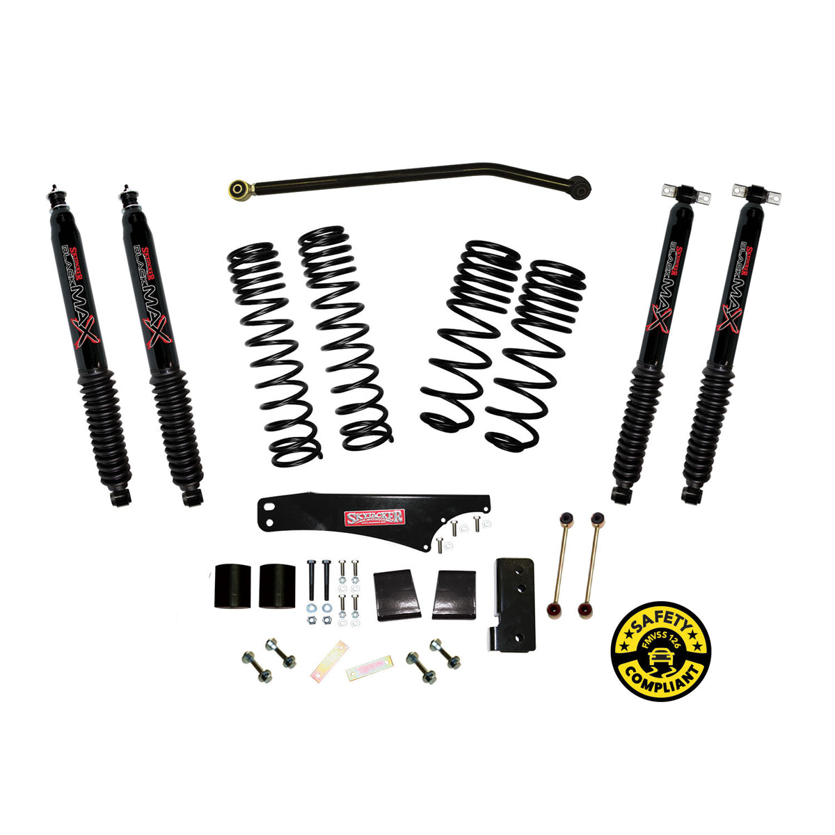 Skyjacker 2007-2018 Jeep Wrangler JK 2 Door 4WD Long Travel 3.5in-4in Lift Kit w/Black Max Shocks - JK35BPBLT