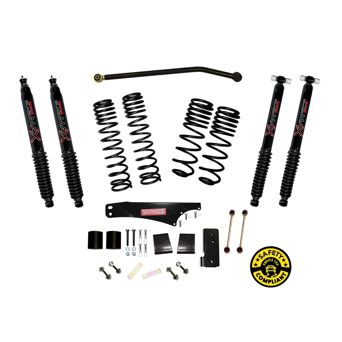Skyjacker 2007-2018 Jeep Wrangler JK 4 Door 4WD Long Travel 3.5in-4in Lift Kit w/Black Max Shocks - JK40BPBLT