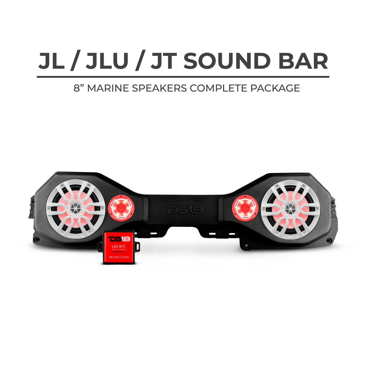 DS18 2018-23 Jeep JL/JLU/JT  1 JL-SBAR22/BK/1 NXL-8M/BK/1 LC-RGB/ 1 PRO-TW1L - JLSBAR22LOADED - rear view