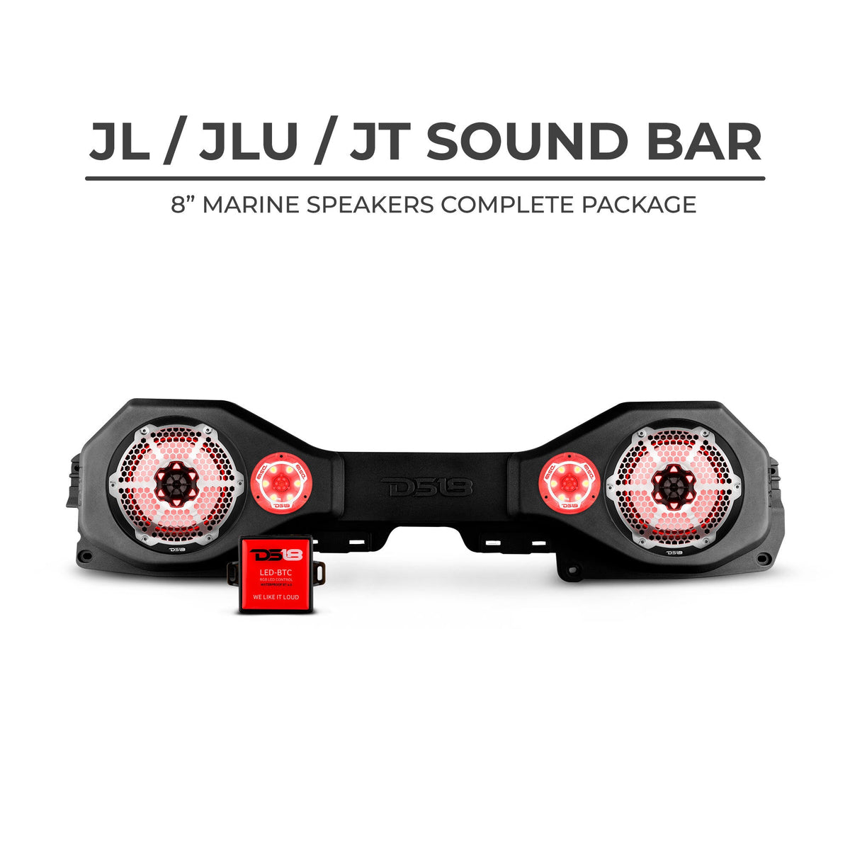 DS18 2018-23 Jeep JL/JLU/JT  1 JL-SBAR22/BK/1 NXL-8M/BK/1 LC-RGB/ 1 PRO-TW1L - JLSBAR22LOADED - front view