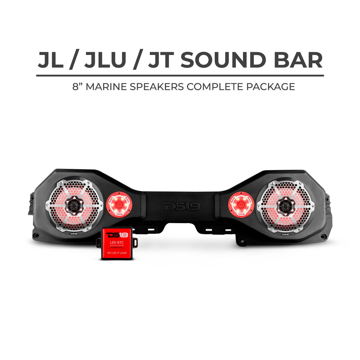 DS18 2018-23 Jeep JL/JLU/JT  1 JL-SBAR22/BK/1 NXL-8M/BK/1 LC-RGB/ 1 PRO-TW1L - JLSBAR22LOADED - angle view