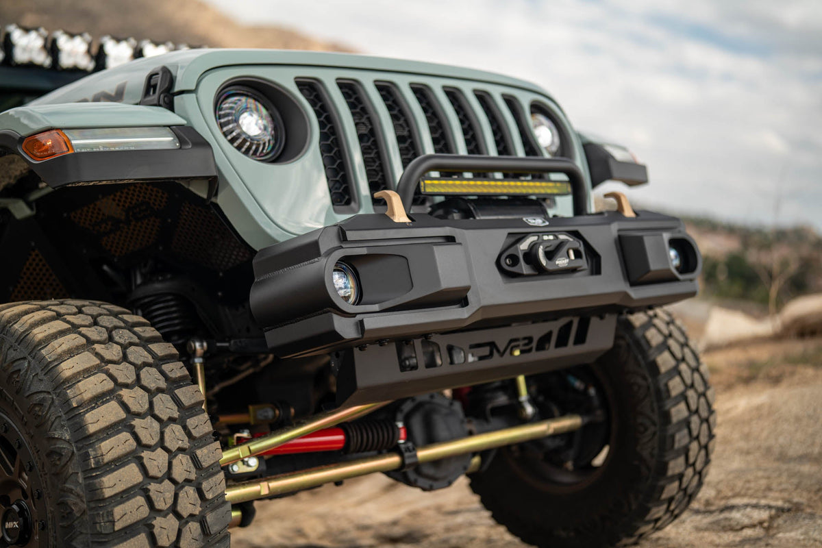 DV8 Offroad - 2018-2026 Jeep Wrangler JL & 2020-2025 Gladiator JT OE Plus Front Bumper - FBJL-13