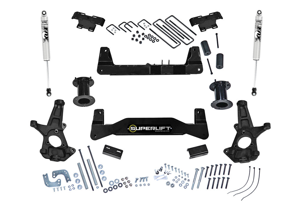 Superlift 07-16 Chevy Silv 1500 2WD 6.5in Lift Kit w/ Cast Steel Control Arms w/ Fox Shocks - K180F - front view