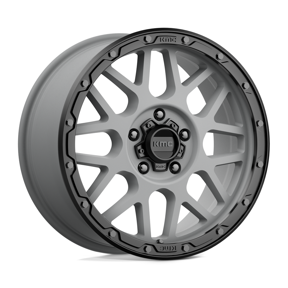 KMC Km535 Grenade Off-Road 18X8.5 5X120 +35MM Matte Gray W/ Matte Black Lip