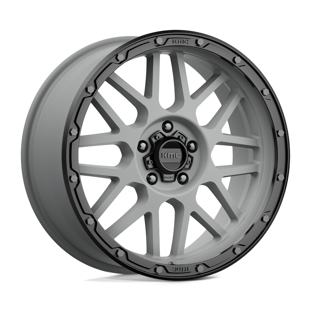 KMC Km535 Grenade Off-Road 20X9 5X127 +18MM Matte Gray W/ Matte Black Lip