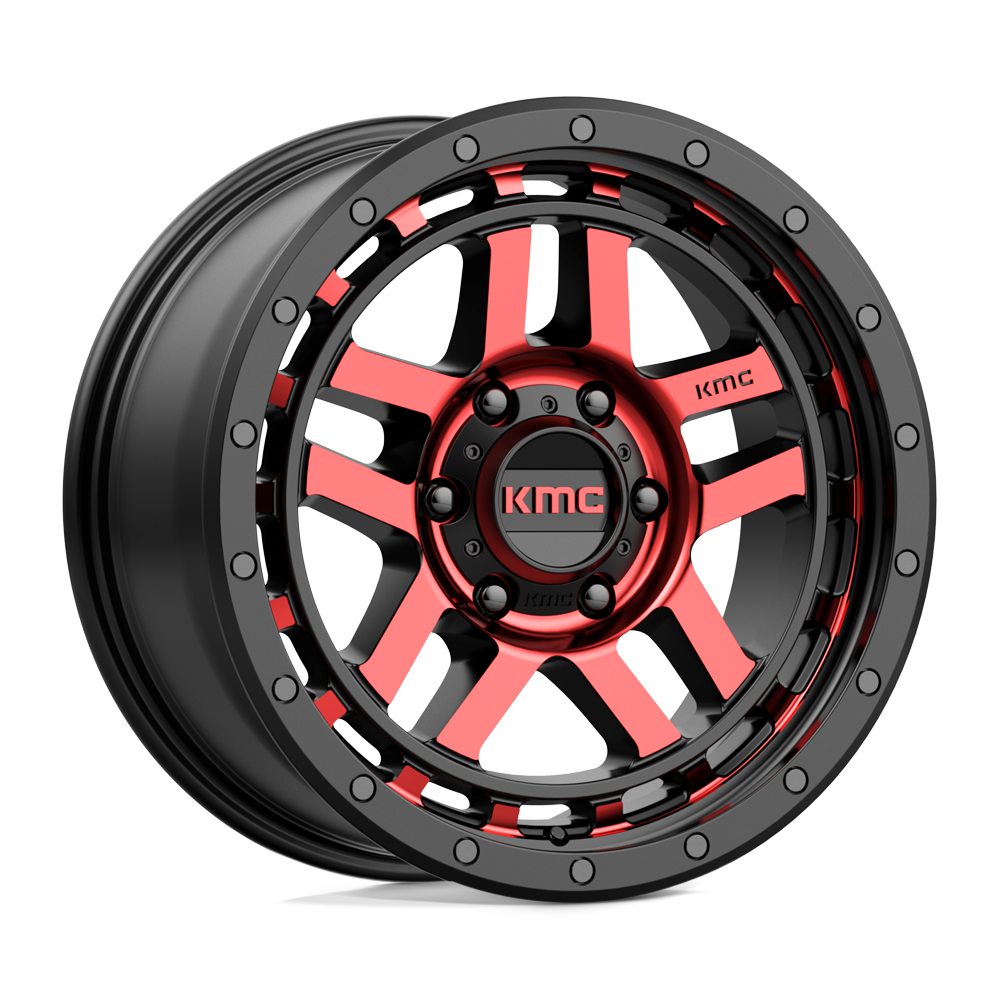 KMC Km540 Recon 18X8.5 6X139.7 +18MM Gloss Black Mach W/ Red Tint