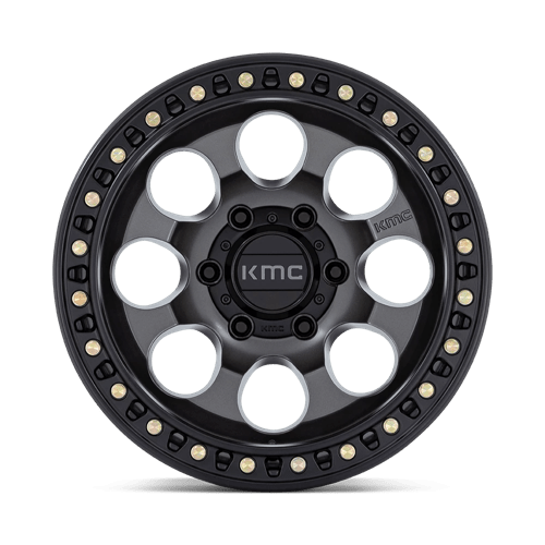 KMC Km550 Riot Sbl 17X9 6X139.7 -12MM Anthracite W/ Satin Black Lip