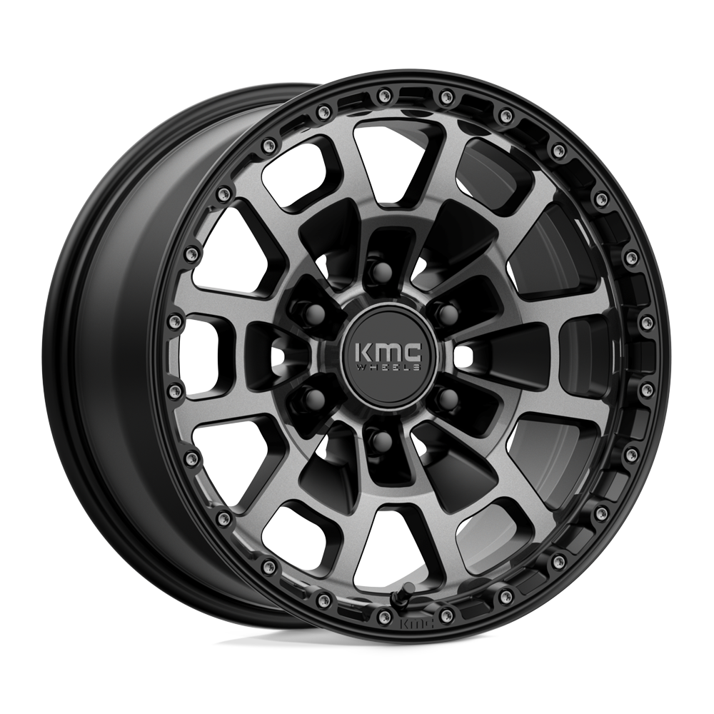 KMC Km718 Summit 17X8.5 6X139.7 +18MM Satin Black W/ Gray Tint