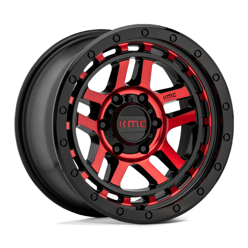 KMC Km540 Recon 17X9 5X127 -12MM Gloss Black Mach W/ Red Tint