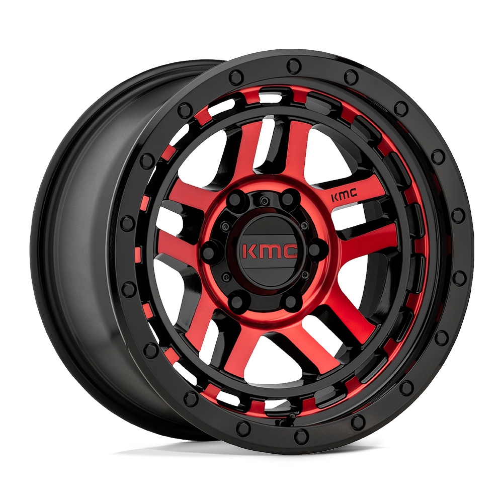 KMC Km540 Recon 17X8.5 6X139.7 +18MM Gloss Black Mach W/ Red Tint