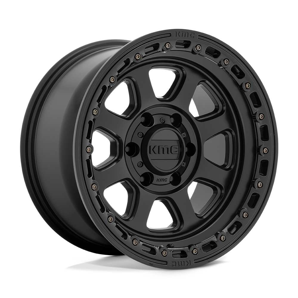 KMC Km548 Chase 17X9 6X139.7 +0MM Satin Black W/ Gloss Black Lip