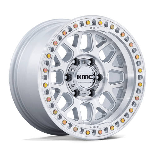 KMC Km549 Grs 20X9 6X139.7 +18MM Gloss Silver W/ Machined Face