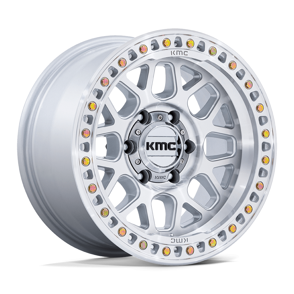 KMC Km549 Grs 17X9 8X165.1 -12MM Gloss Silver W/ Machined Face