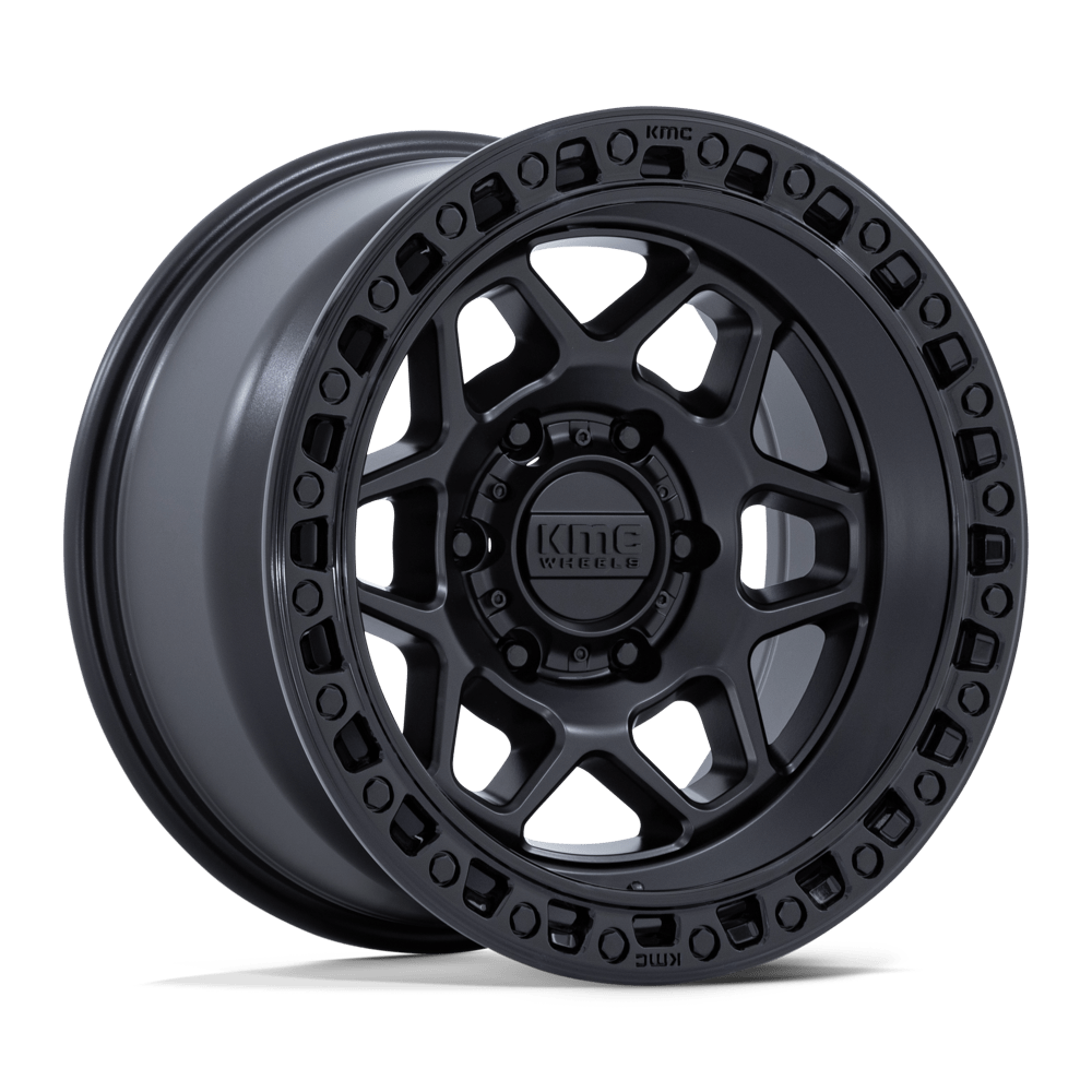 KMC Km553 Torx 17X9 6X139.7 -12MM Matte Black W/ Gloss Black Lip
